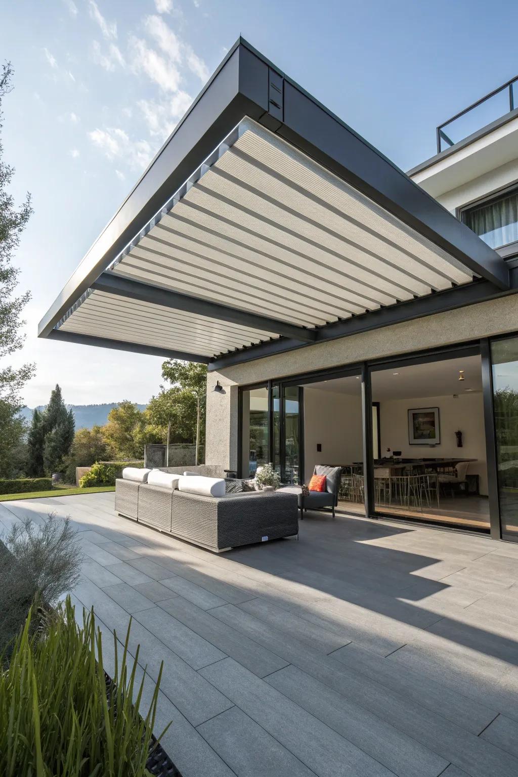 Experience the modern allure of a cantilevered patio roof—where architectural elegance converges with artistry.