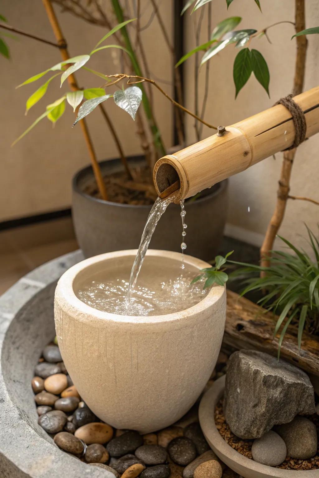 Find peace in the harmony of cane and water 🌿💧 #BambooBliss #ScandinavianBoho