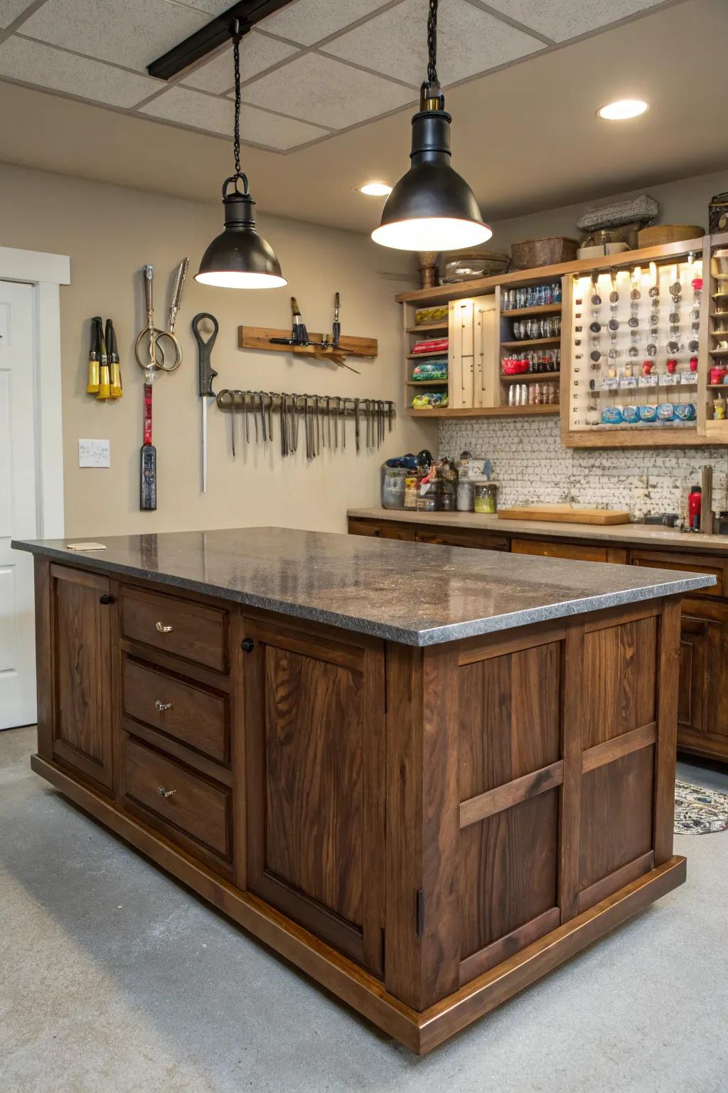 Unleash your creativity around this stunning craft island—where craftsmanship meets camaraderie.