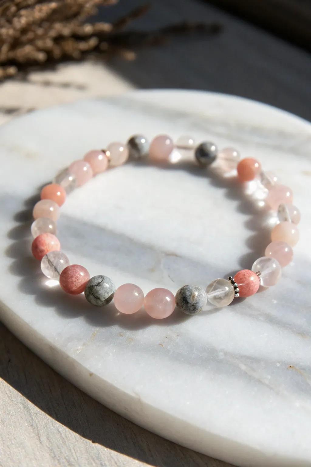 Elevate your aesthetic using this versatile bead bracelet, enabling effortless movement from sunlit hours to nighttime panache.