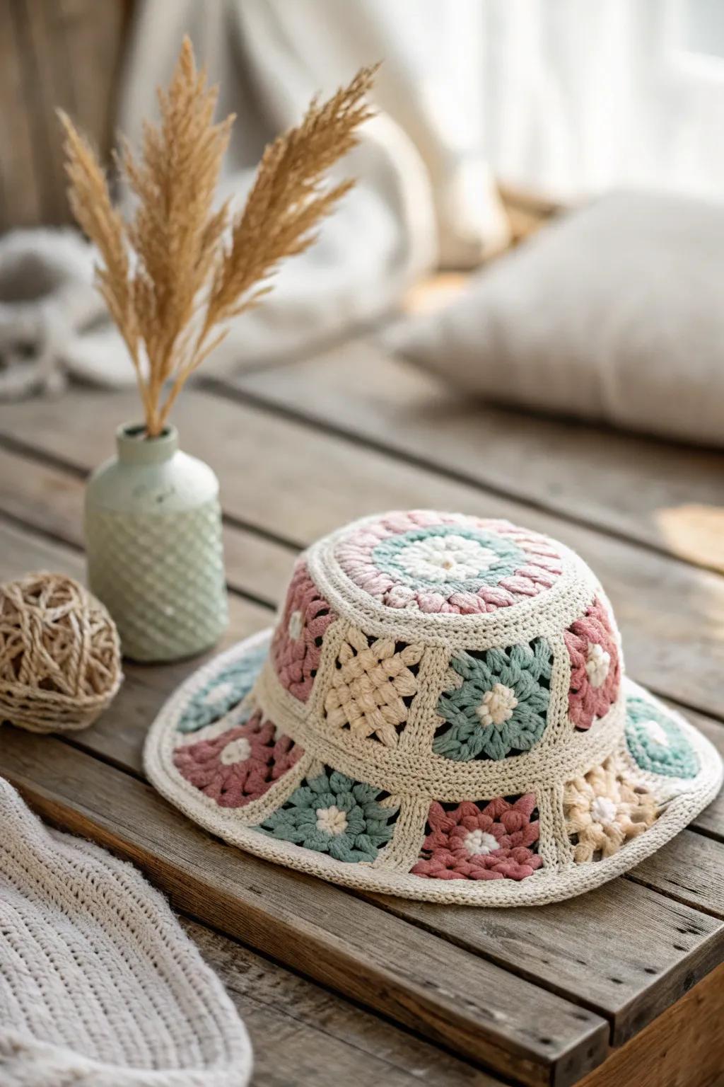 Elevate your style with this charming granny square skull cap, where simplicity converges with bohemian elegance. 🌿🧶