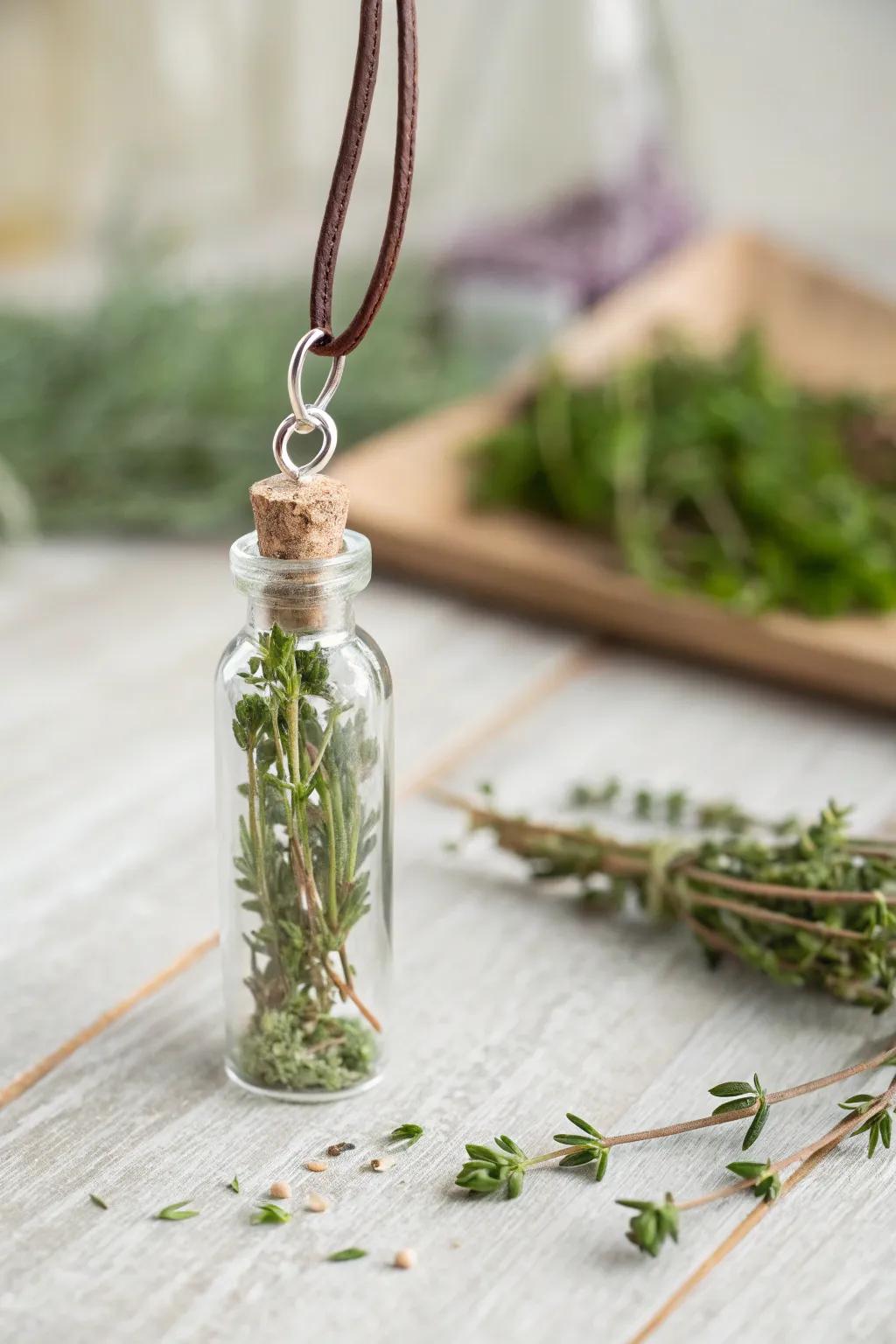 Carry a touch of nature wherever you go with these exquisite herb vial pendants.