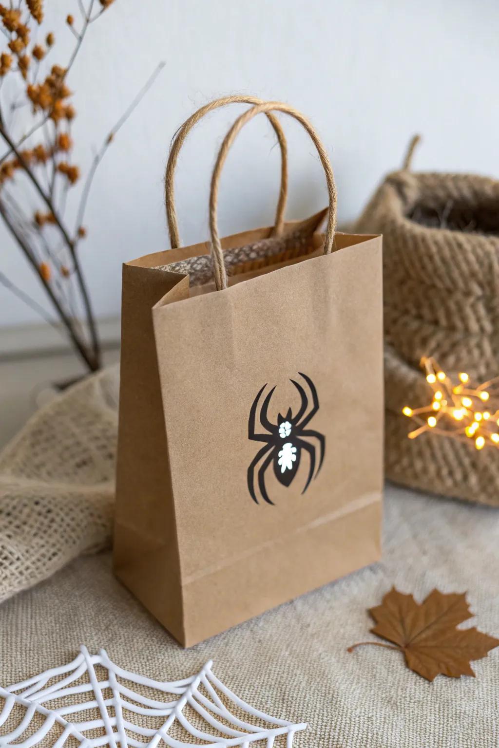 Illuminate the night with minimalist charm: Radiant-in-the-umbra treat sacks for a stylish Halloween touch.