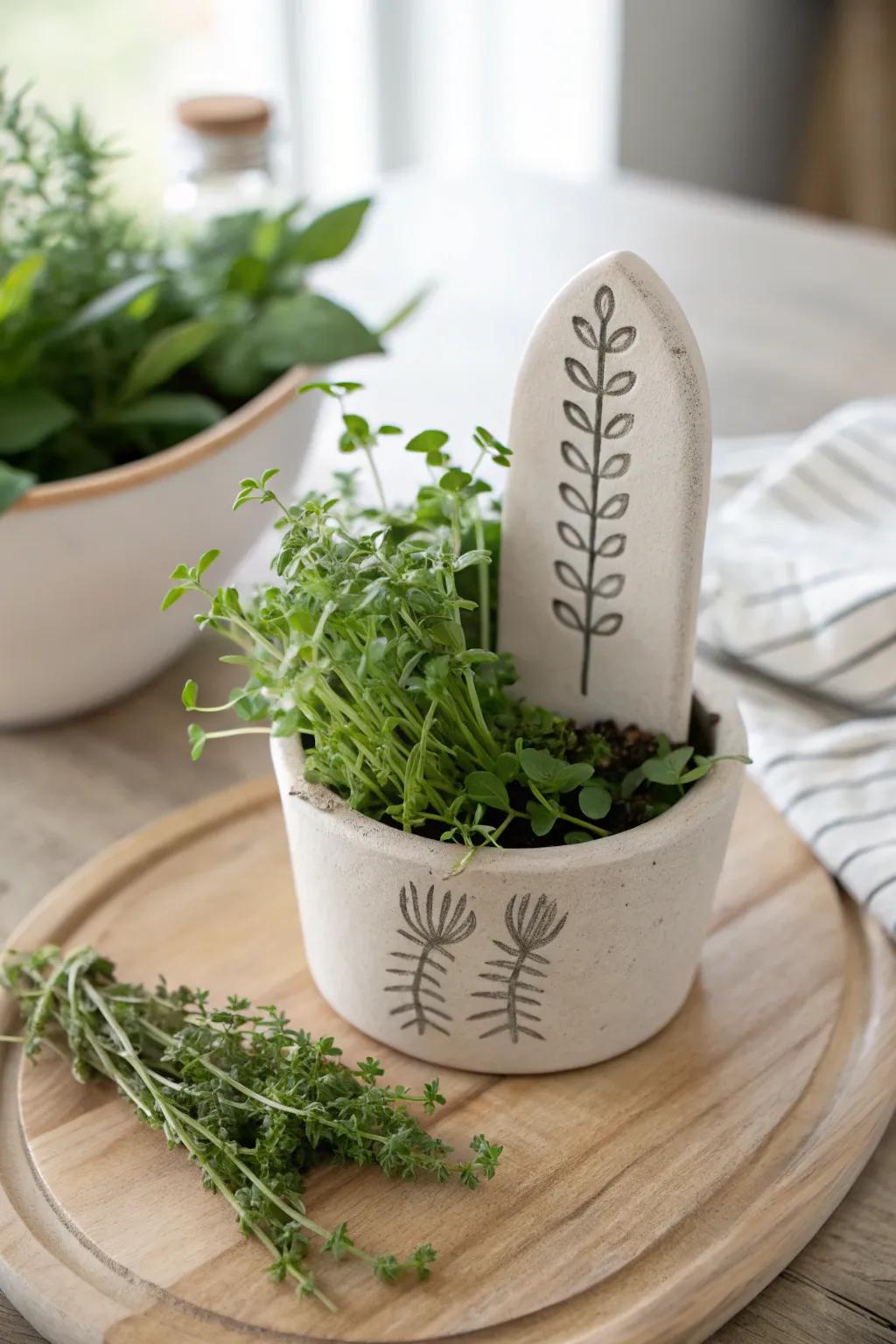 Elevate your garden through eco-conscious, handcrafted herb markers that intertwine practicality with minimalist splendor.