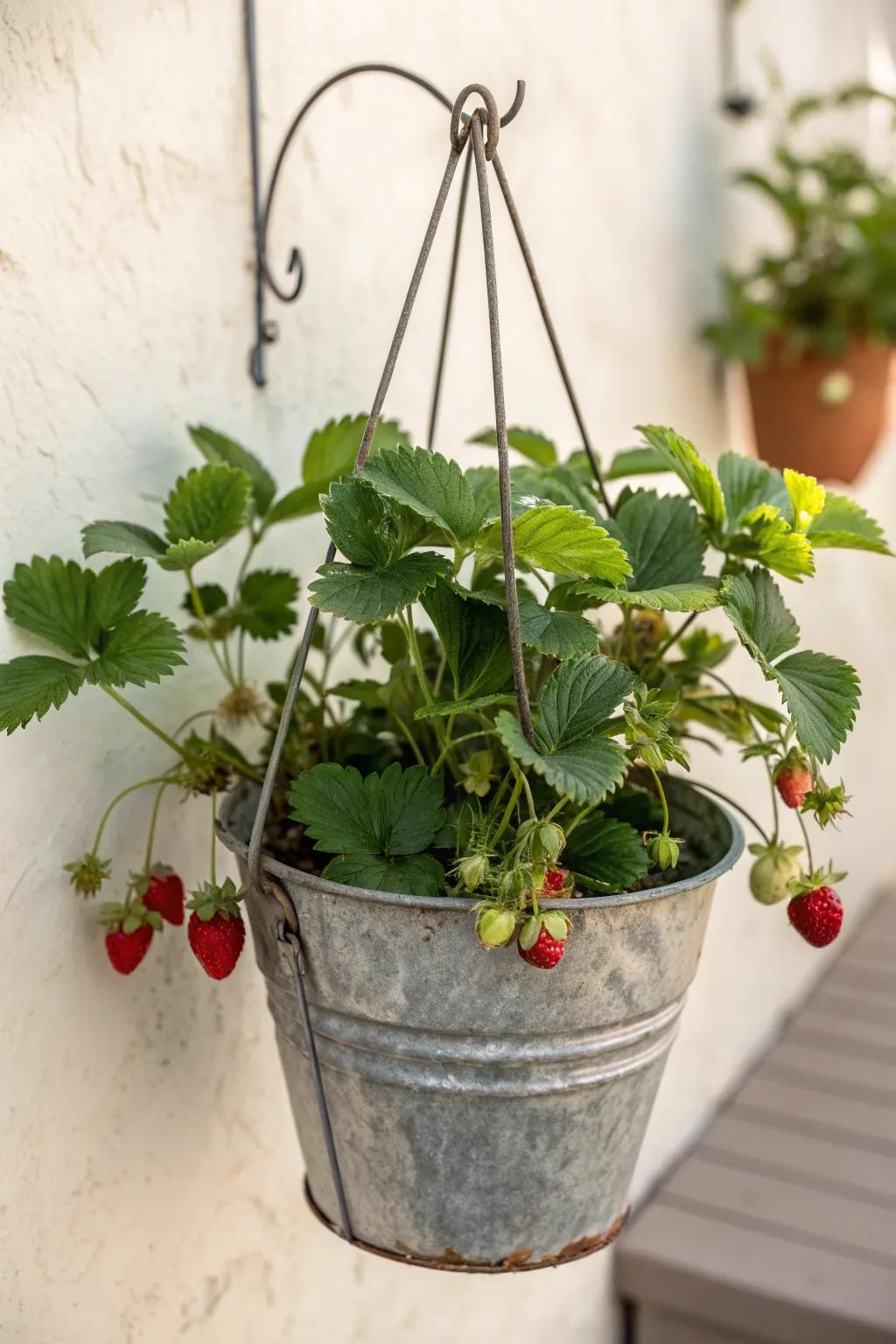 Elevate your area through a captivating metal bucket planter, where rustic design meets elegance.