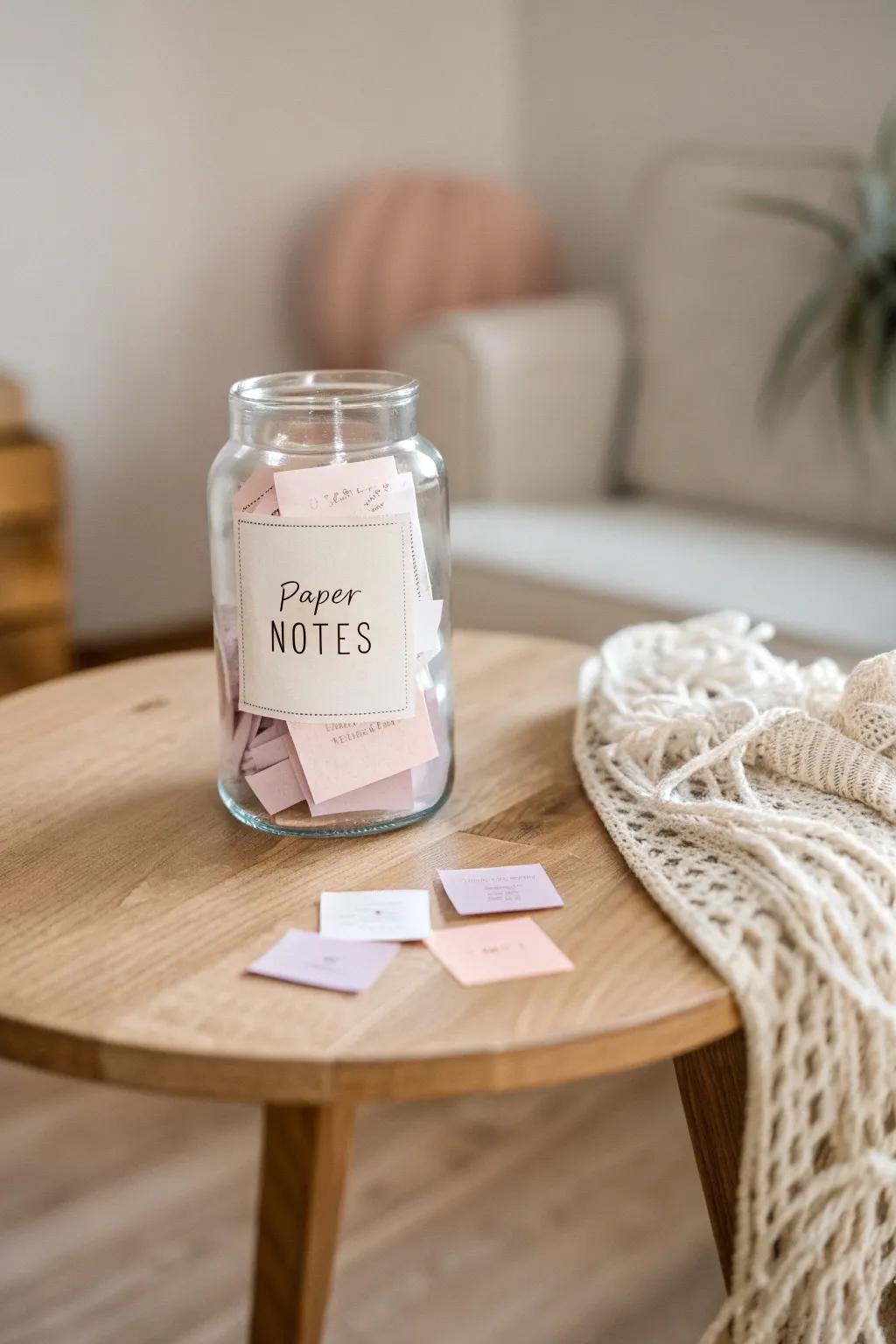 Capture joy via simplicity: A vessel stocked with unprompted accolades, each a minor ray of sunshine.