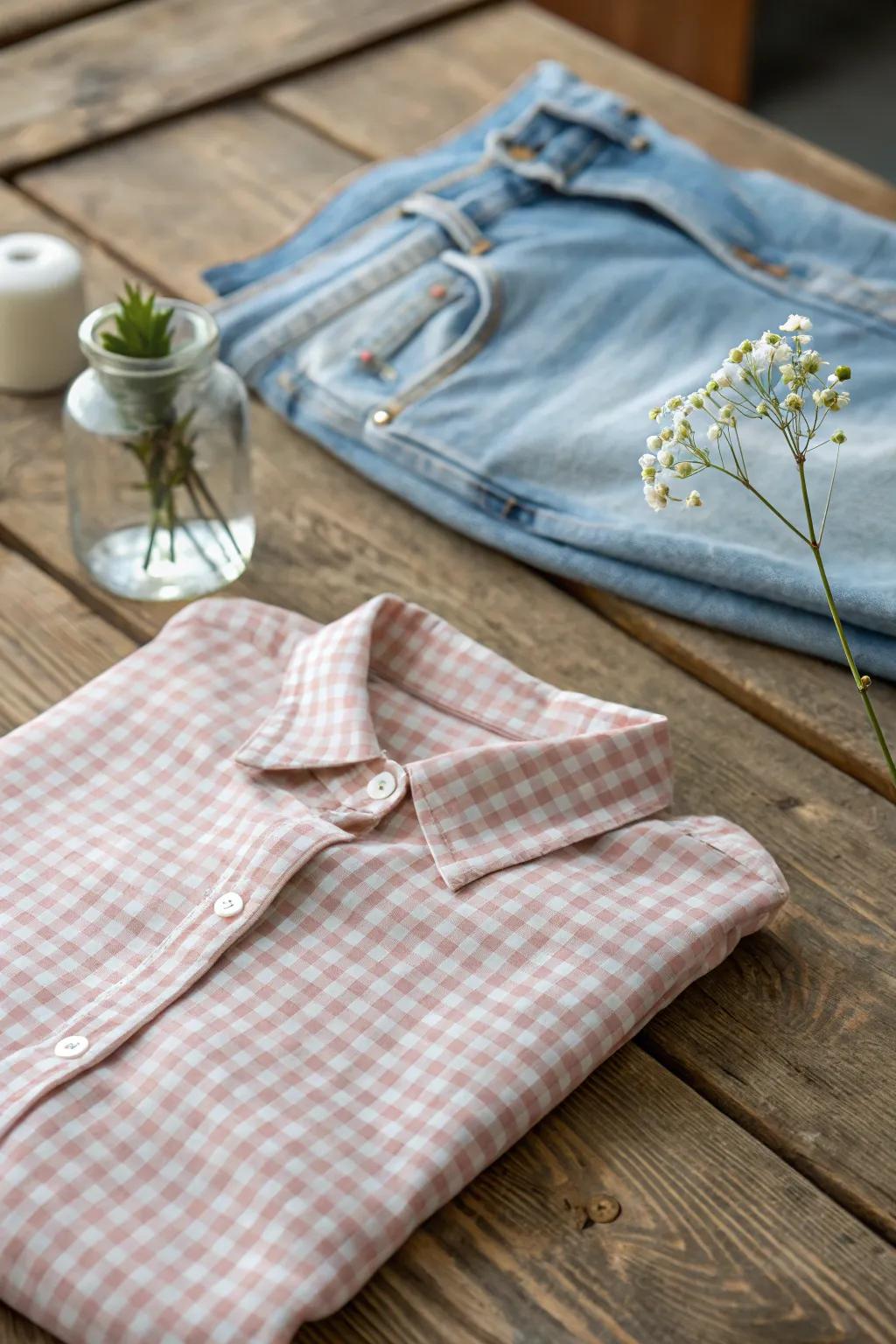 Effortless 50s chic: Checkered glamour with a contemporary twist.