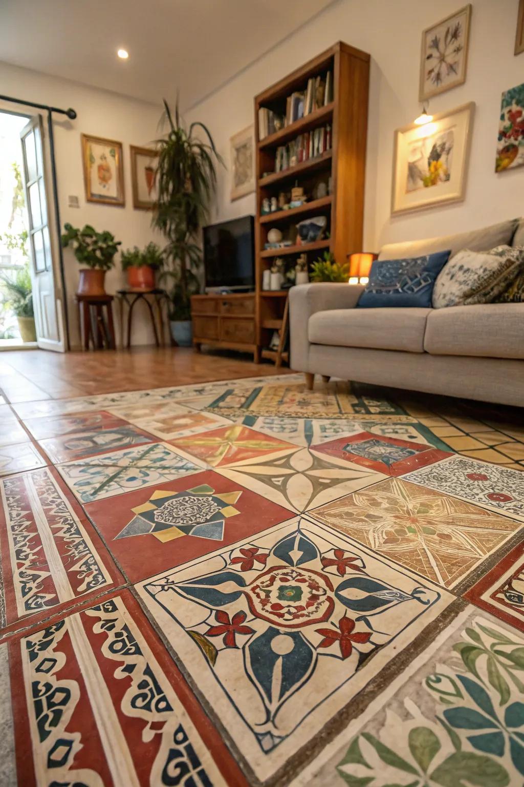 Freestyle ceramic tiles introduce a unique and vibrant impression.