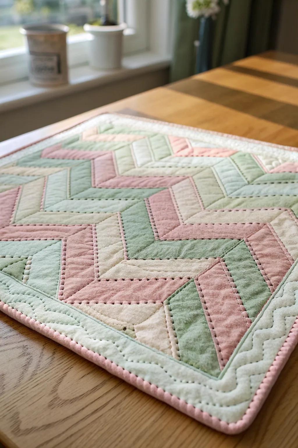 Embrace whimsy with zigzag quilting patterns—where creativity meets craftsmanship. #QuiltArtistry