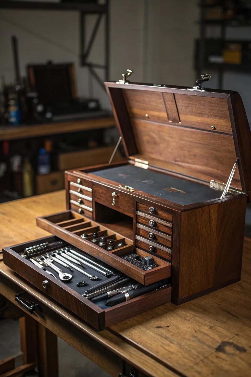 Master the art of space: a collapsible workbench that transforms your workshop with style and efficiency.