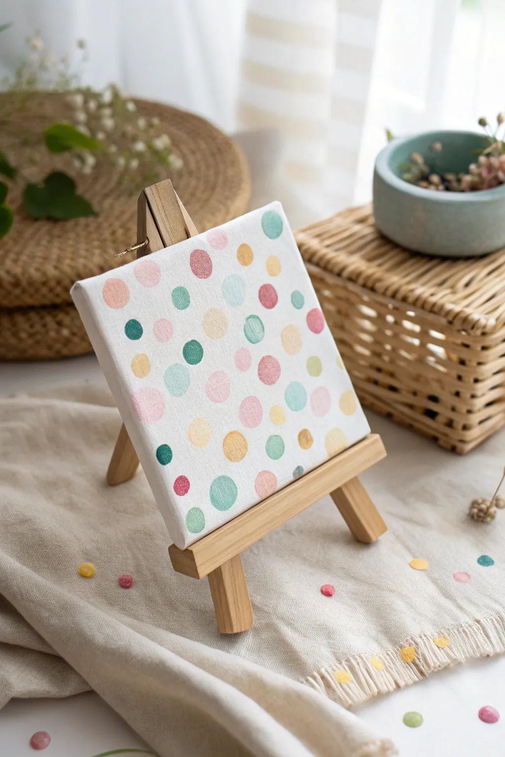 Add joy to your area using this fun sprinkles dot canvas. Great for adding a dash of color with a minimalist touch!
