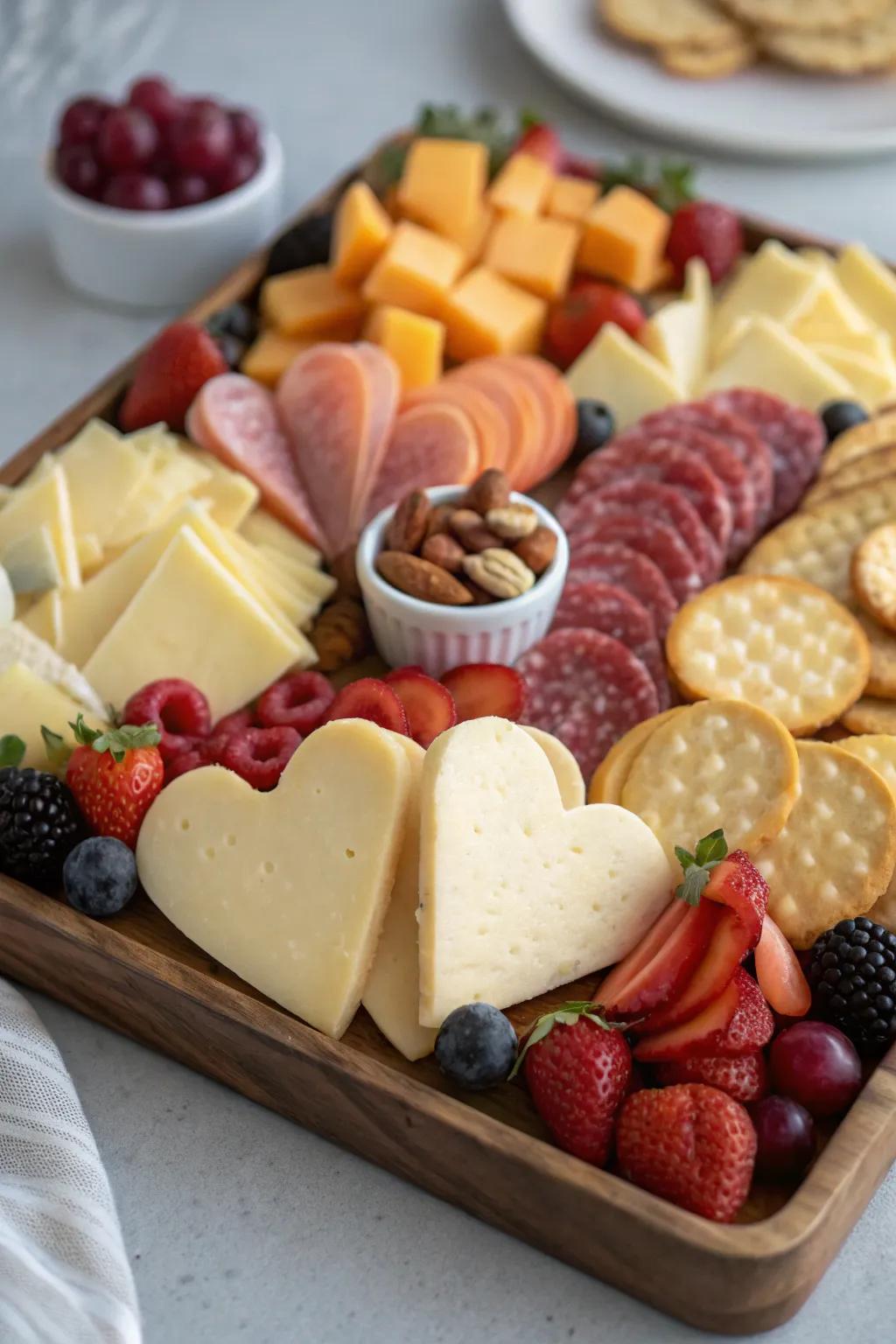 Affection-shaped cheeses infuse whimsy and affection into your display.
