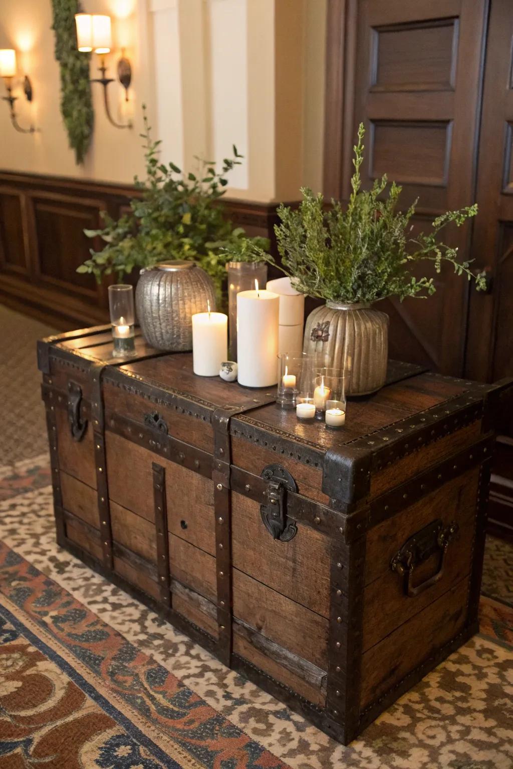 Transform any space with this vintage trunk as your statement piece.