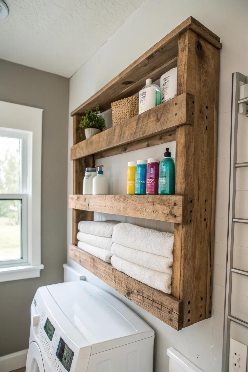 Elevate your laundry routine with a stylish and functional pallet rack.