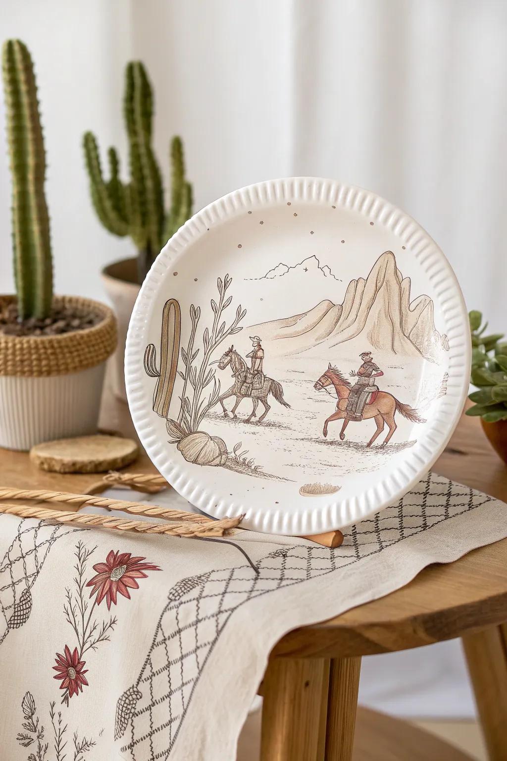 Explore the Wild West with a touch of humor and creativity on a paper plate canvas.