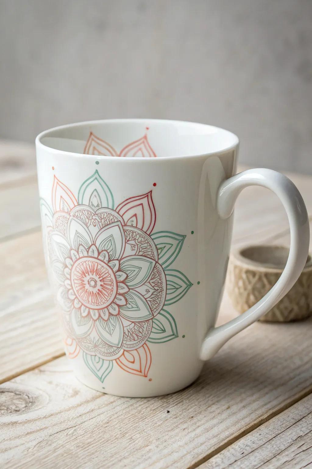Elevate your morning ritual with a touch of zen: Discover the art of personalized mandala mugs.