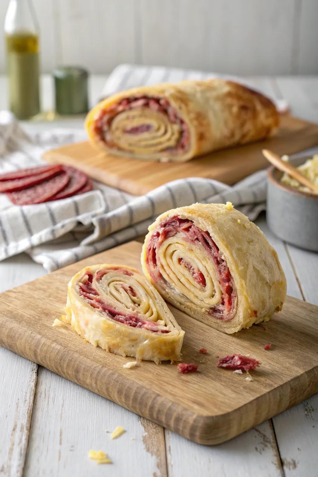 Savor the simplicity of Scandinavian elegance with a boho flair in this delightful Corned Beef roll.