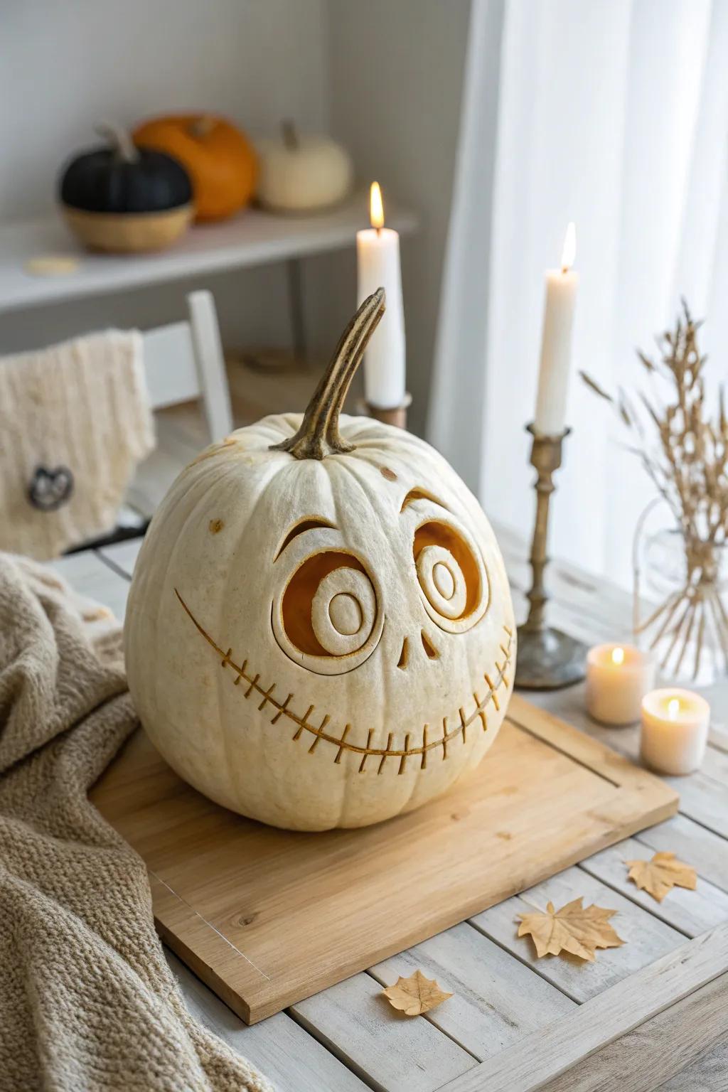Welcome the surreal with a fanciful gourd face, where artistry meets spirited imagination.