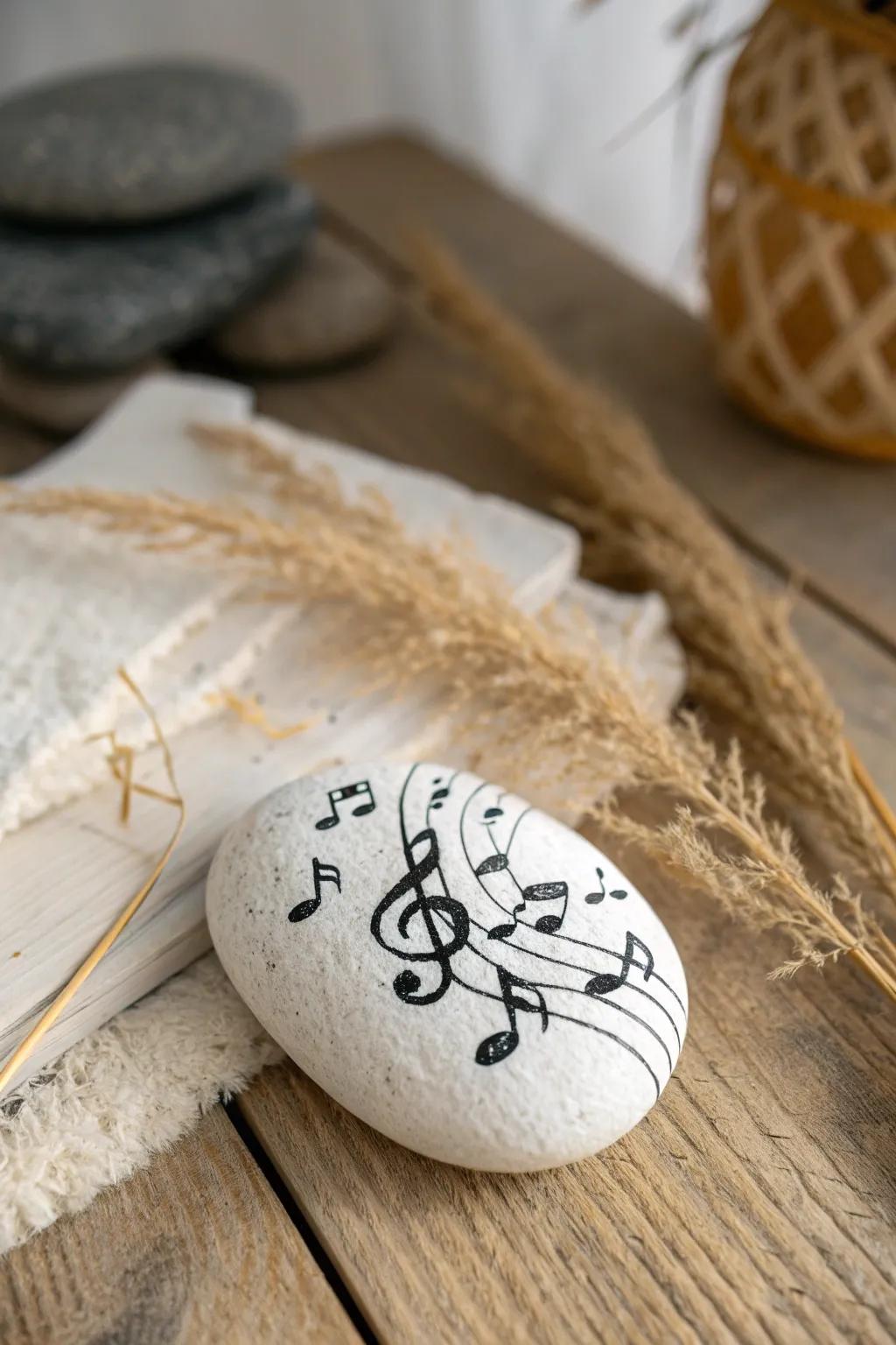 Let your imagination sing with beautifully painted musical note stones, a perfect fusion of art and melody.