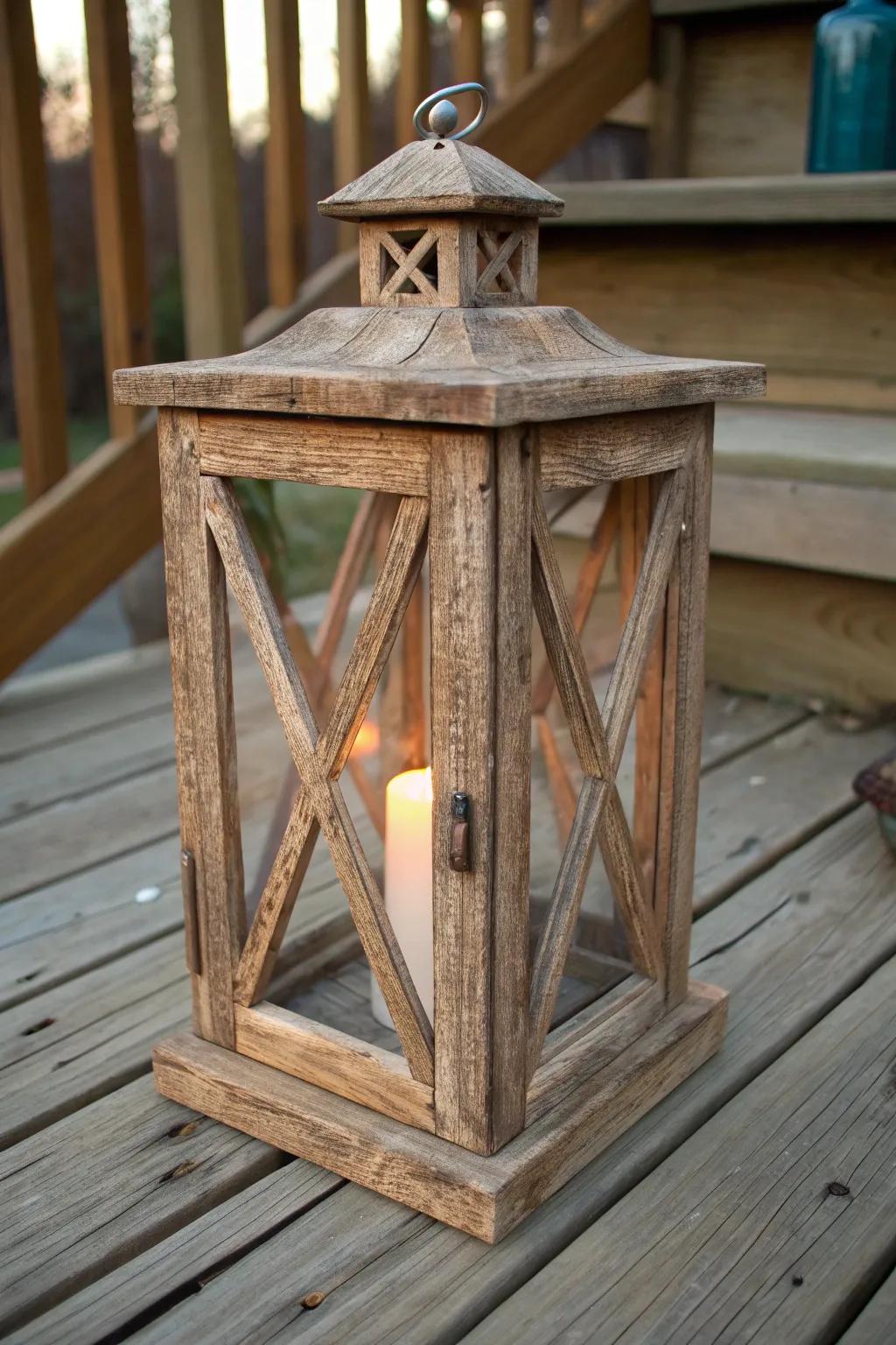 Warmth and handiwork in every feature: a rustic light casement fashioned from salvaged timber.