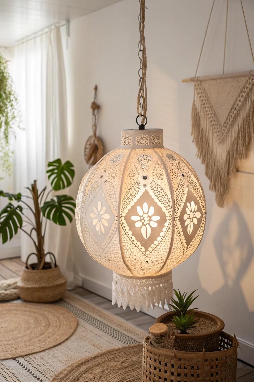 Illuminate your area with the captivating glimmer of a handcrafted paper globe, where minimalism encounters boho charm.