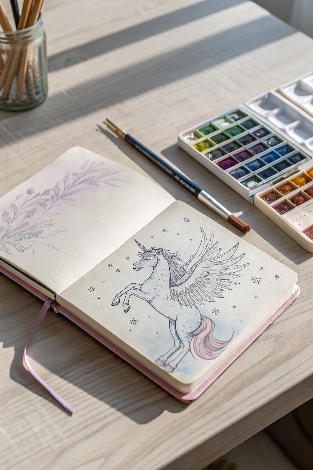 Unleash your imagination and sketch the enchanted realm of mythical creatures. ✨🦄 #ArtisticJourney #MysticalCreatures