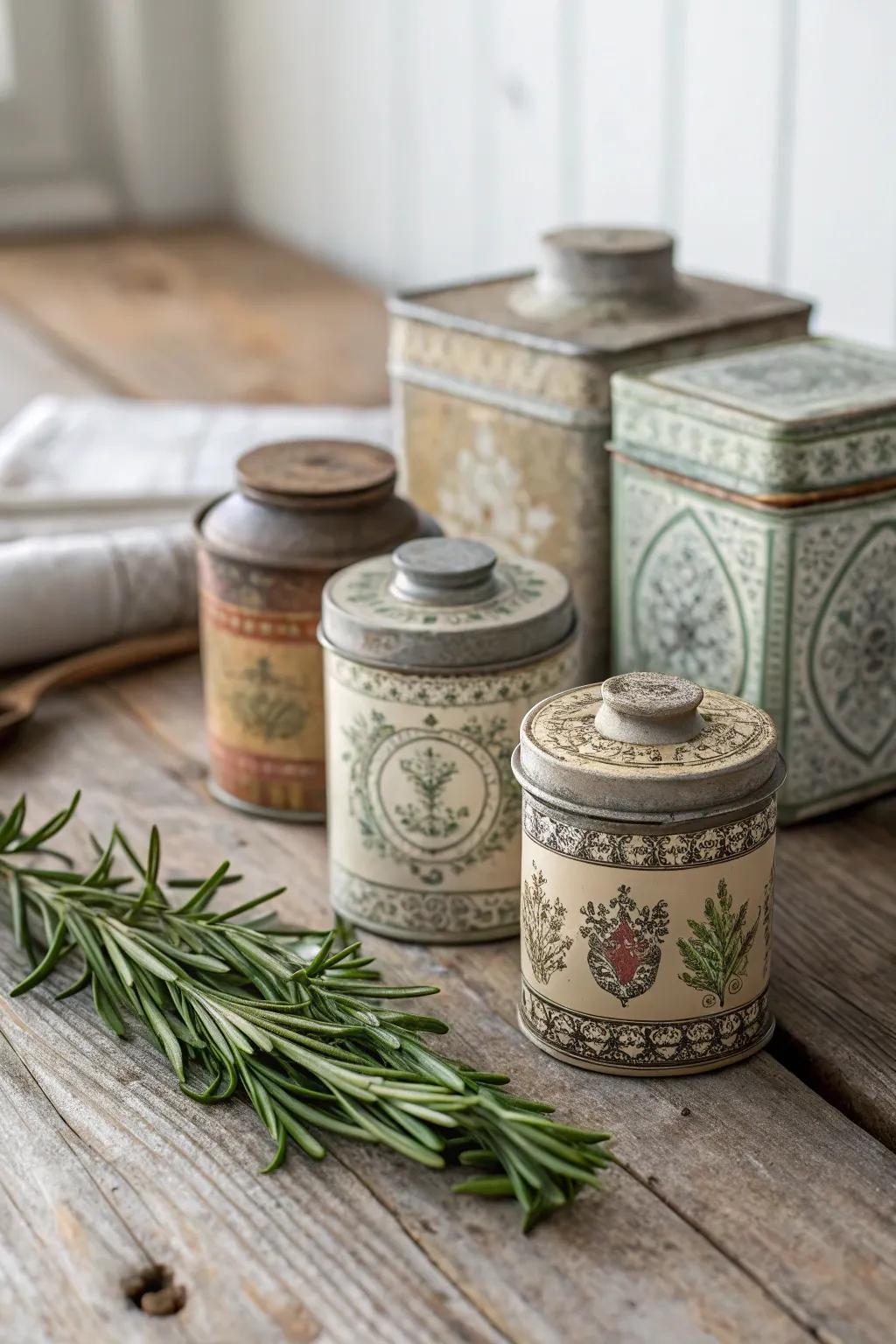 Elevate your kitchen with the timeless elegance of vintage spice tins. Discover the charm of the past and the beauty of simplicity. 🌿 #VintageVibes #ScandiBoho