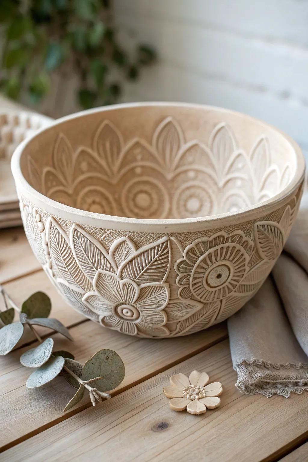 Embrace the artistry of clay with sculptural floral forms that bring elegance and depth to your living space.