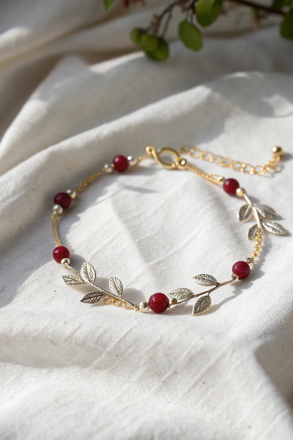 Embrace the beauty of fall using this nature-inspired bracelet, a superb blend of simplicity and skill.