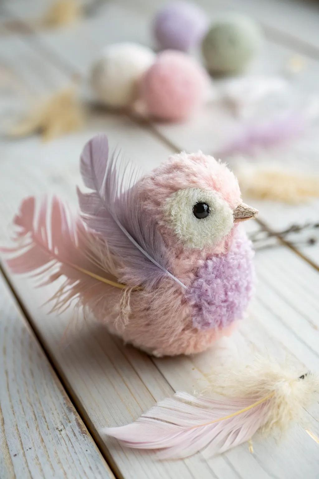 Delightful Feathered Companion: A fusion of minimalist elegance and boho whimsy.