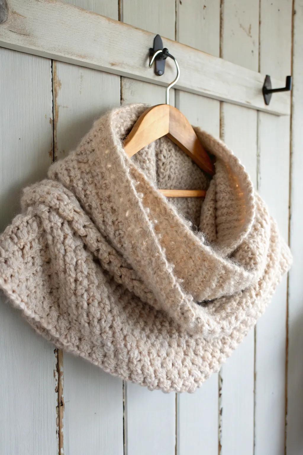 Wrap yourself in comforting elegance with this soft hooded cowl, the perfect mix of warmth and minimalist style.