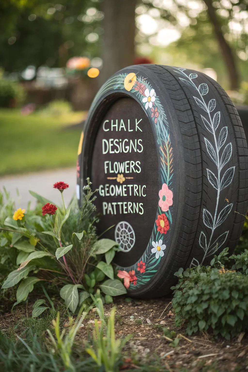 Transform your garden with an interactive chalk tire planter—where creativity meets handiwork.