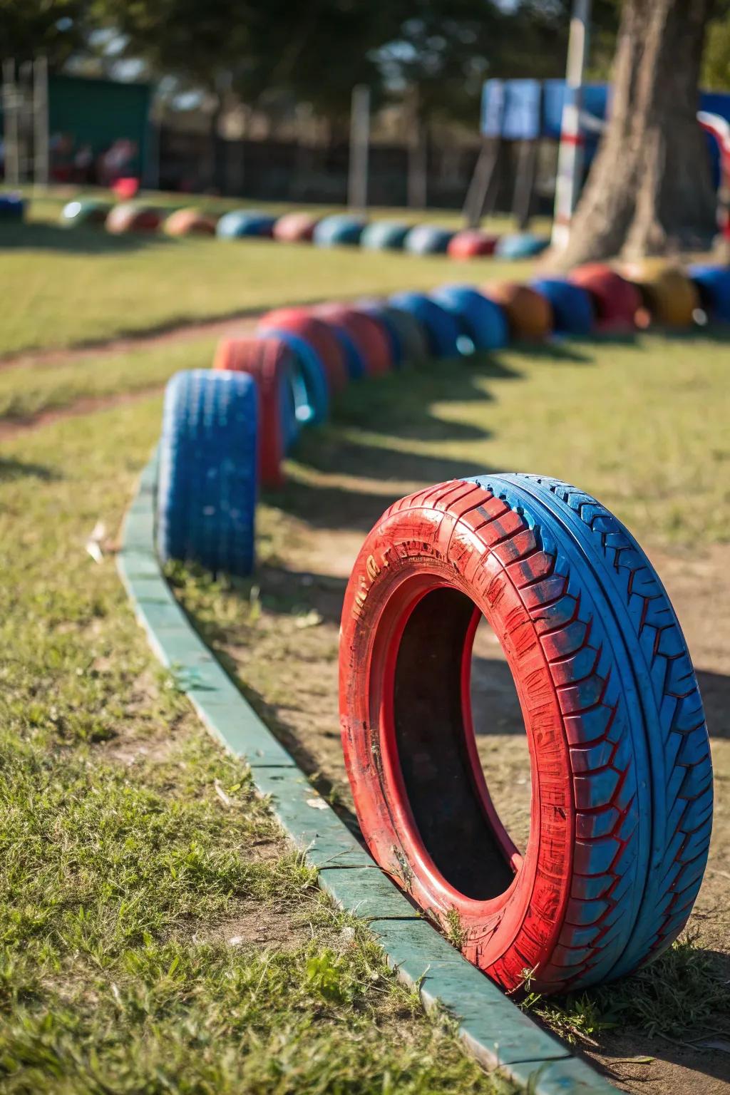 Soar into amusement through this handcrafted tire pathway! Suited for spirited play and crafted with precision.