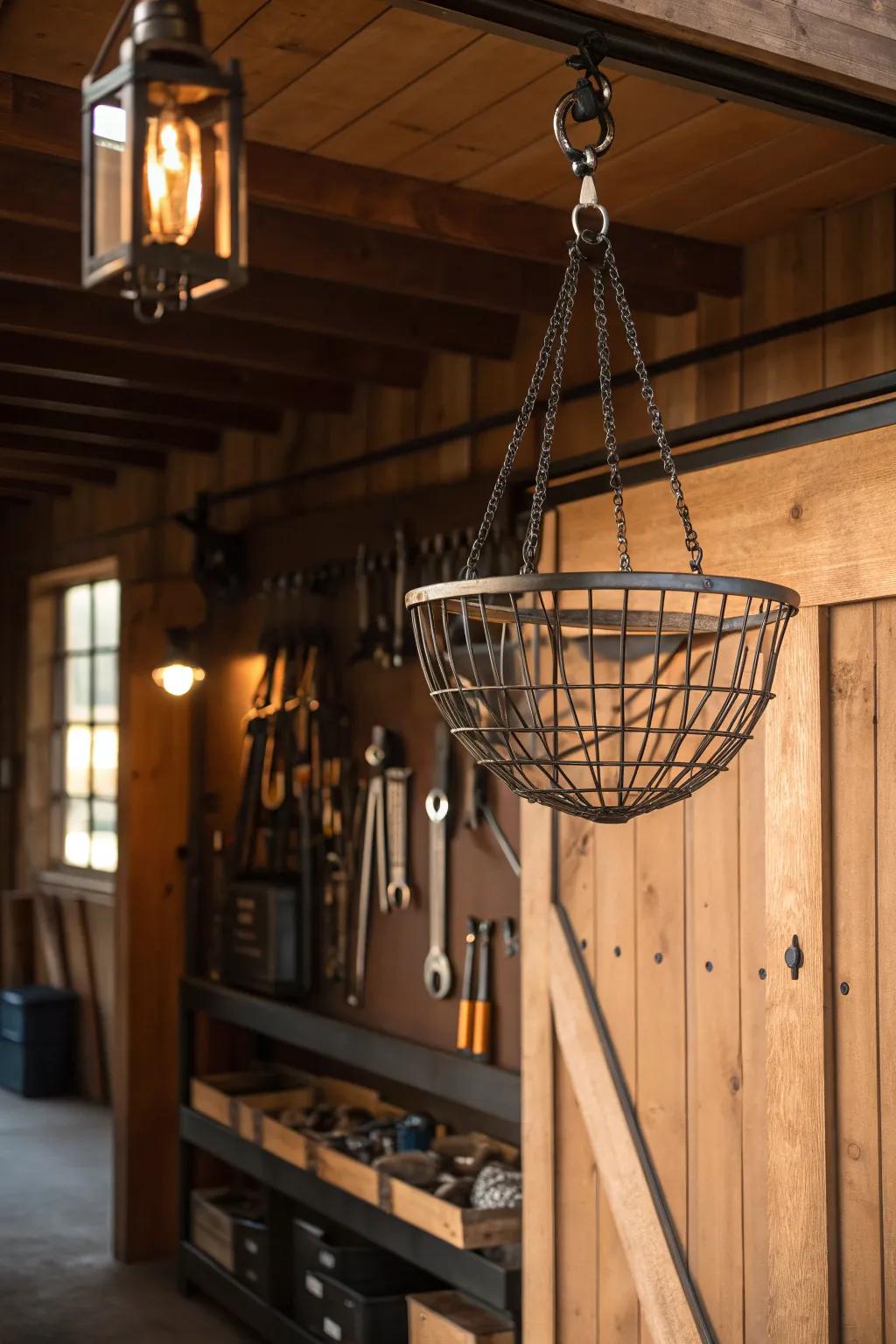 Elevate your tool storage with handcrafted hanging baskets—where functionality meets style.