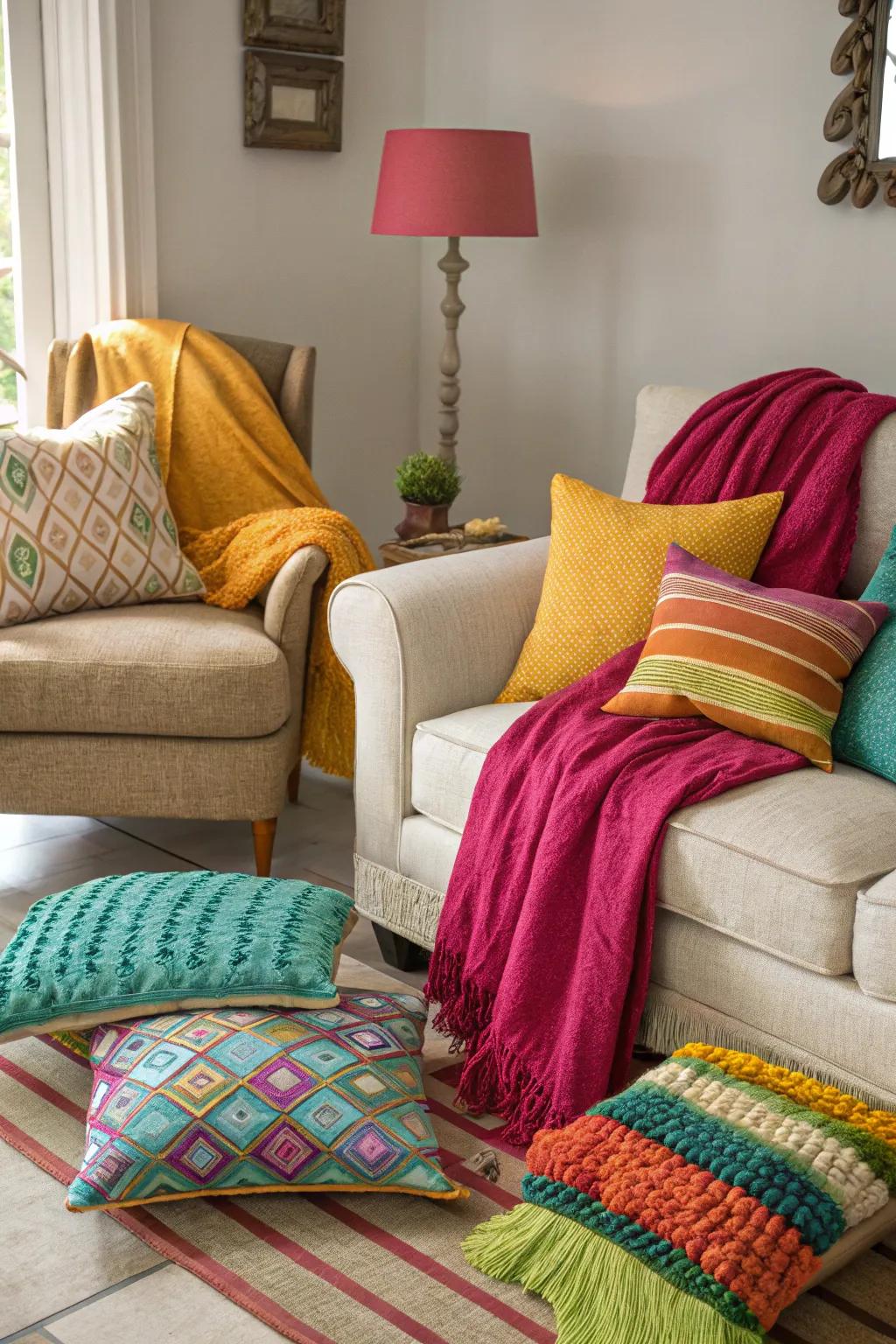Vibrant accents bring vibrancy to the ornamentation.