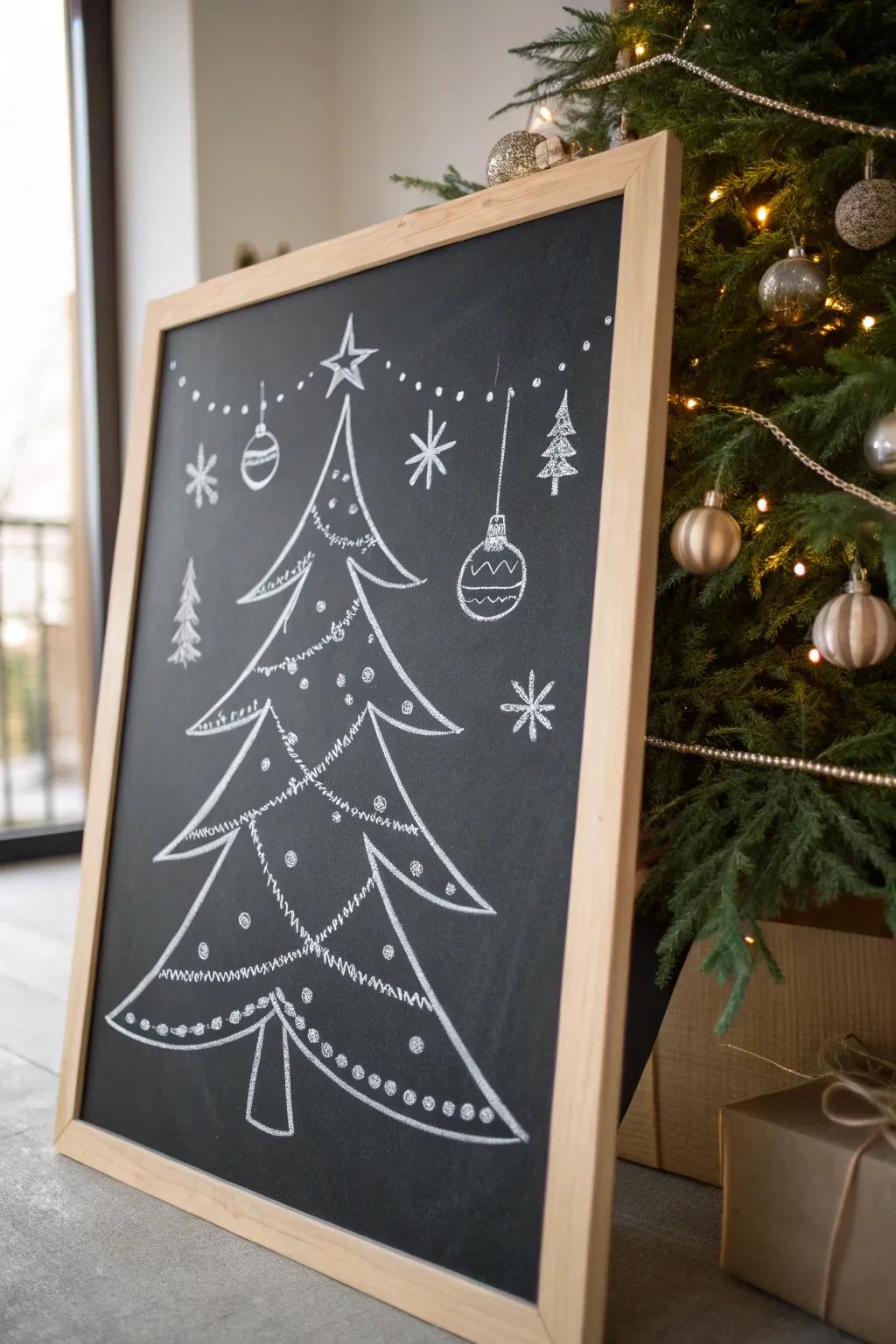 Embrace the splendor of minimalism through this chic Yuletide branch drawing board concept, wherein straightforwardness converges with celebratory allure.
