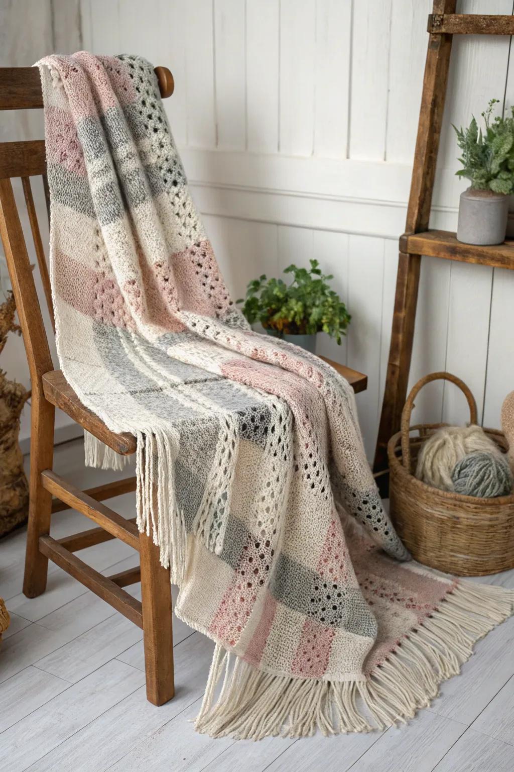 Envelop yourself in warmth and flair with this hand-fashioned checkered throw scarf, impeccable for those chilly outings.