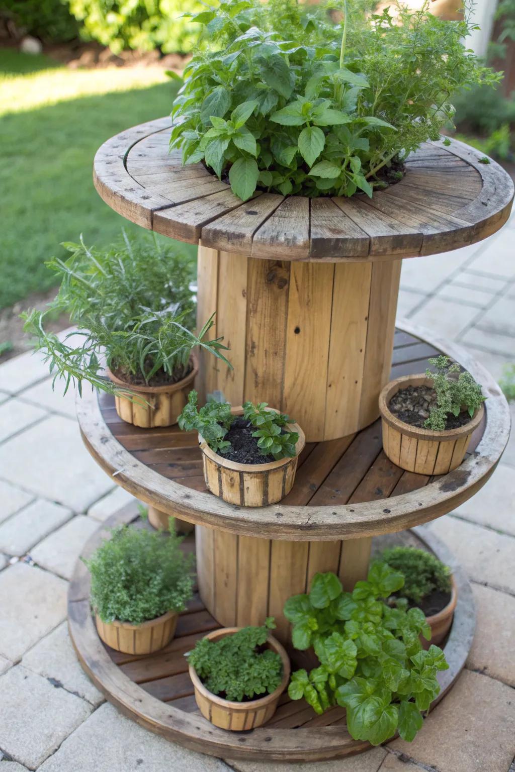 Elevate your space with a handcrafted herb garden table: where sustainability meets style.