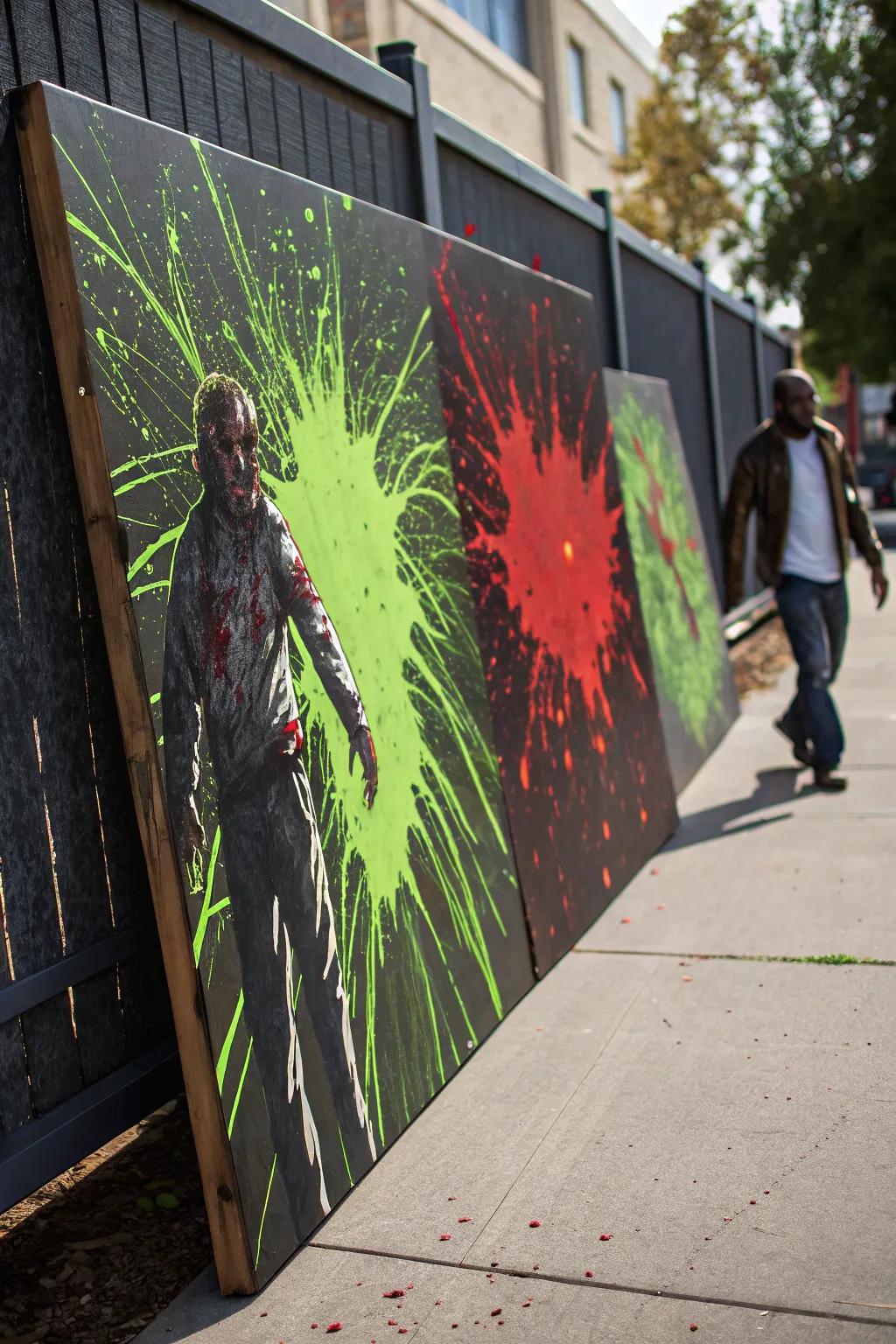 Unleash your inner artist through this daring zombie-themed muro artistry, intermingling horror with handcrafted inventiveness.