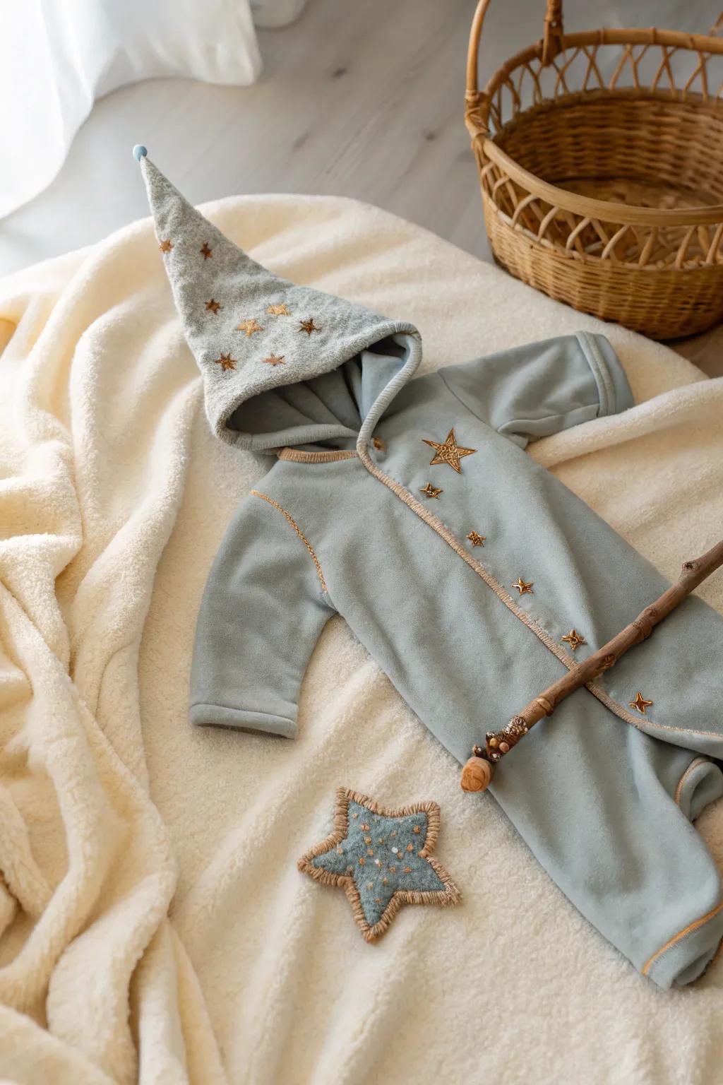 Enchanting Beginnings: The Inaugural Spell of an Infant Wizard in Scandinavian Vogue