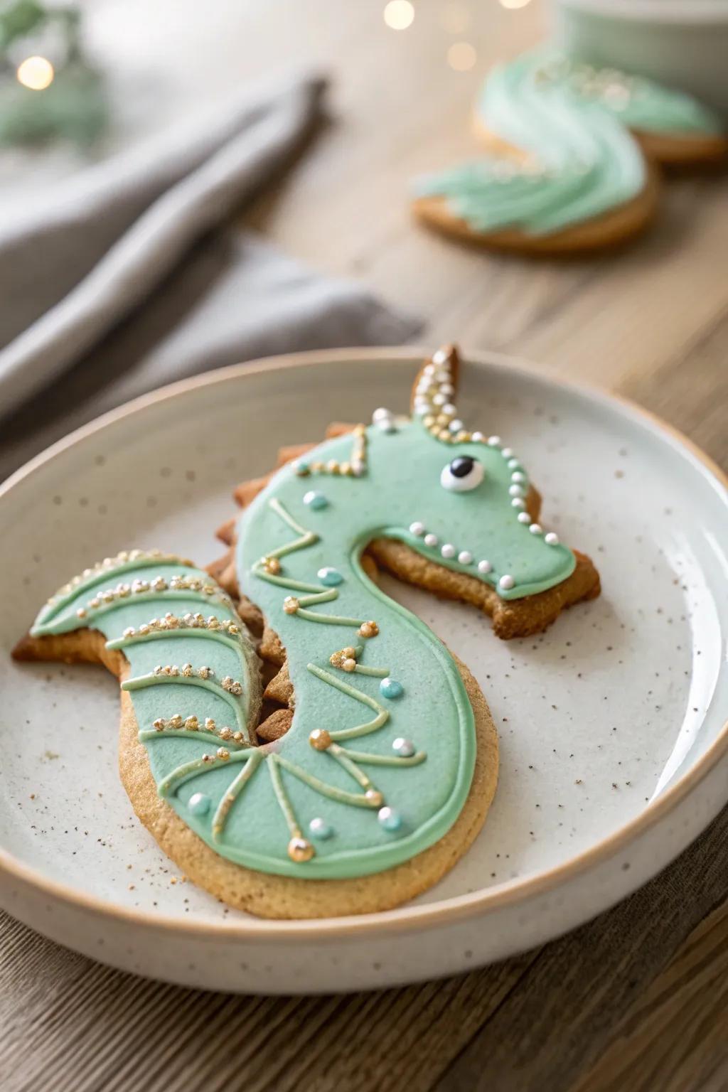 Unleash your imagination exhibiting these enchanting dragon cookies! #BakingFantasy #ScandiBohoStyle