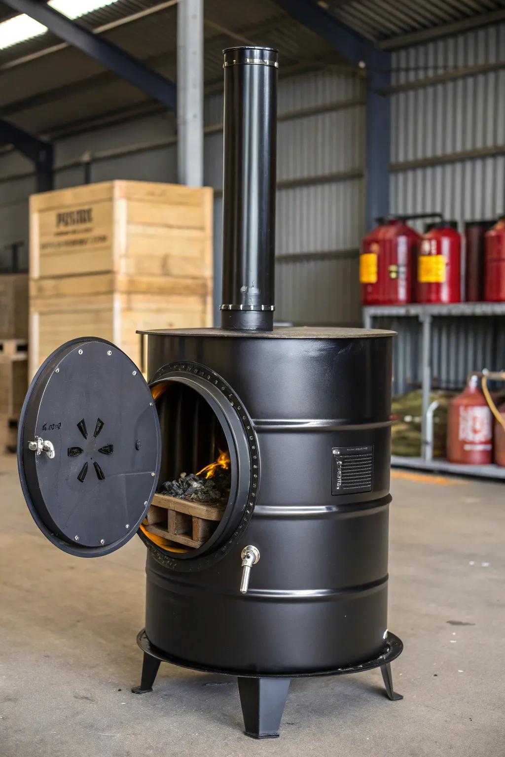 Elevate your barrel stove's efficiency with a stylish and eco-friendly air inlet upgrade.