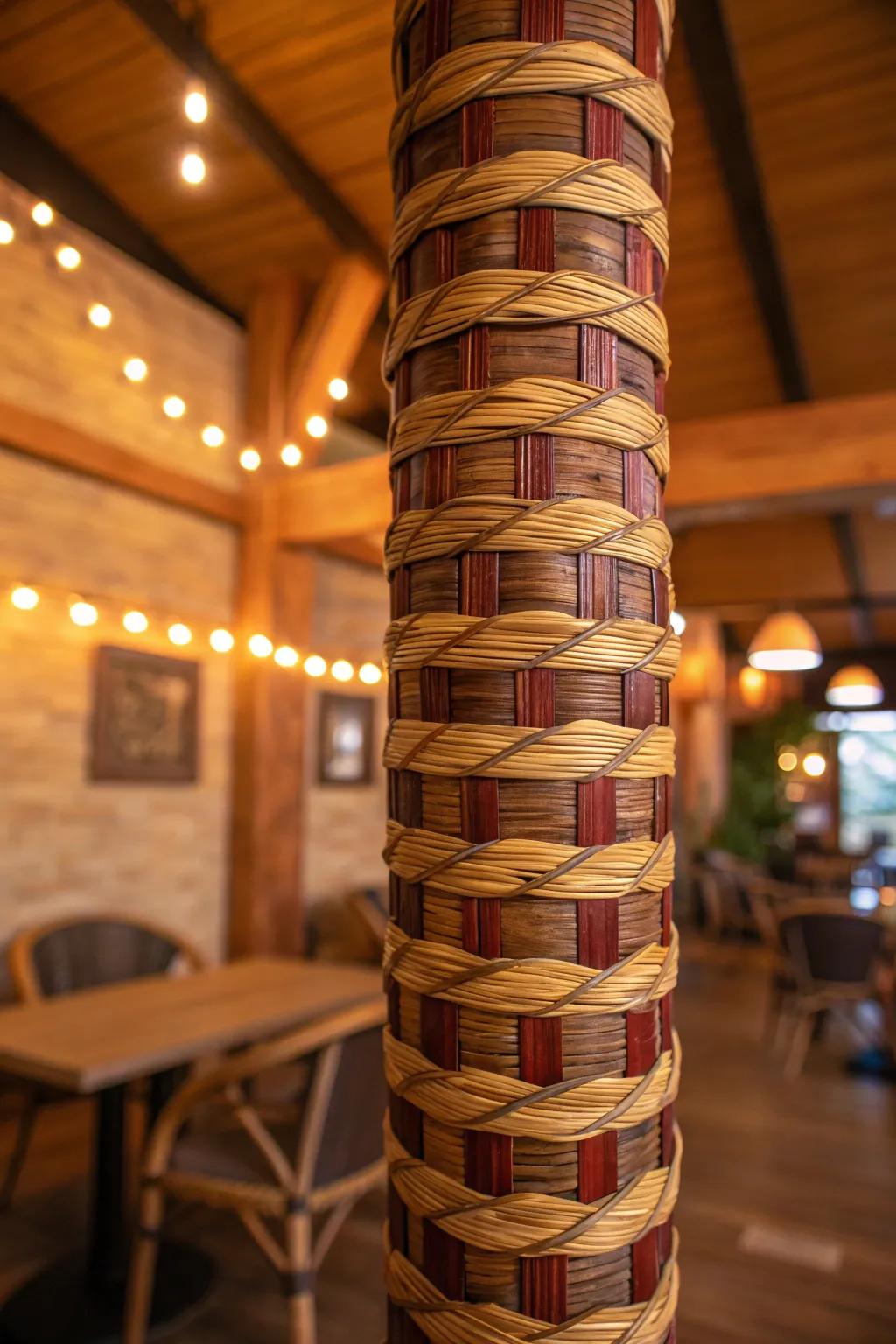 Change your space with the ageless charm of a woven basket column covering.