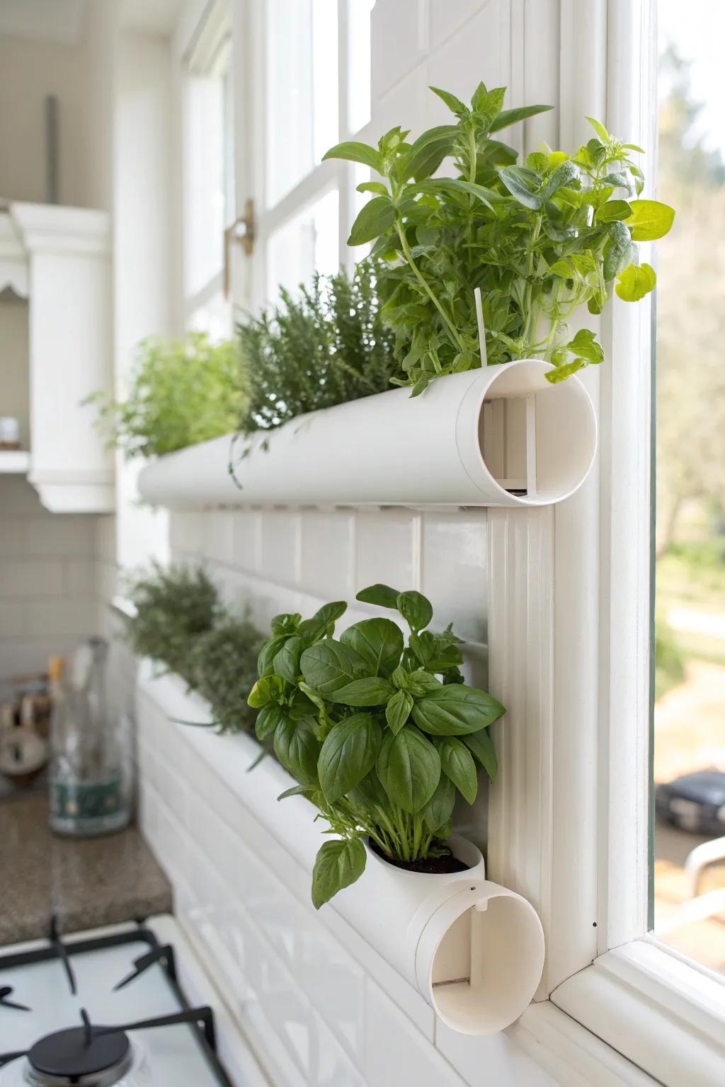 Transform PVC pipes into chic wall planters—sustainable style for your kitchen!