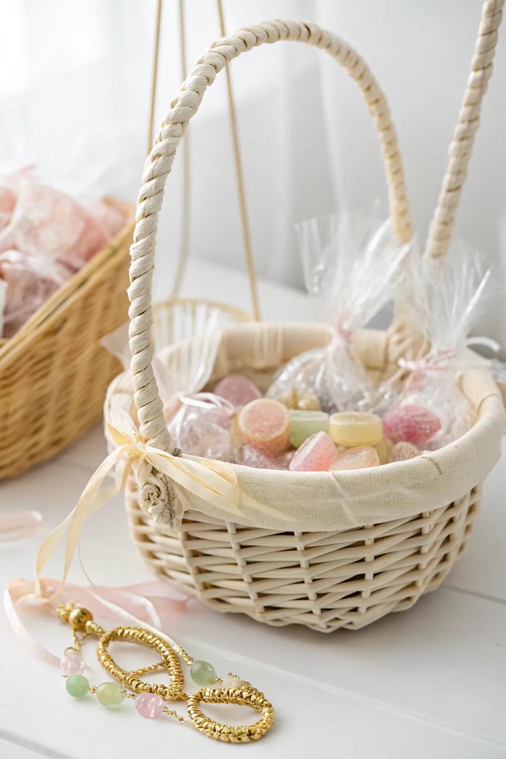 A delightful surprise awaits in this elegant candy basket!