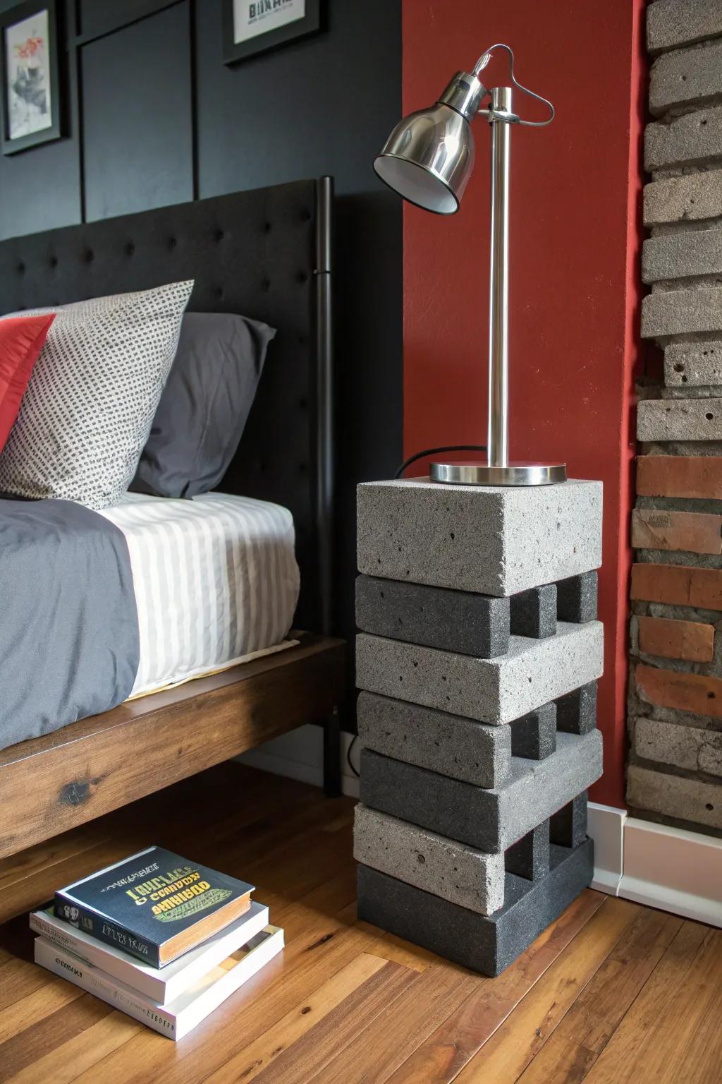 Elevate your sleeping quarters with the rugged allure of a modern industrial bedside table.