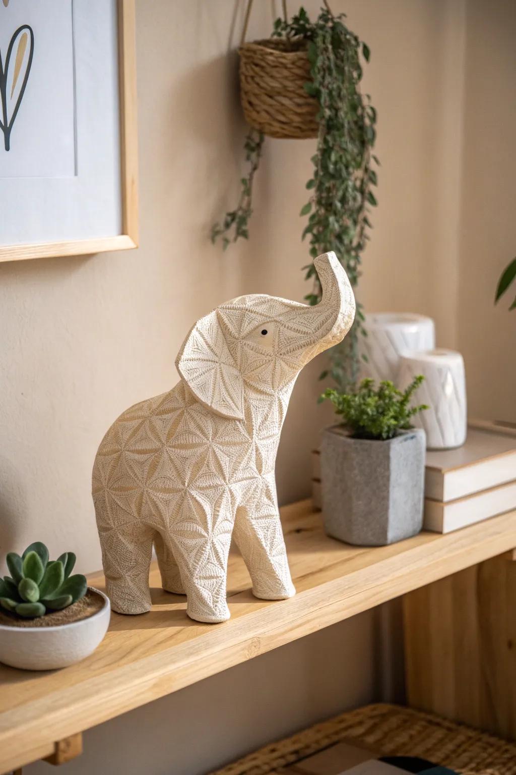 A charming creature made of pulped paper that brings charm and ingenuity to any setting.