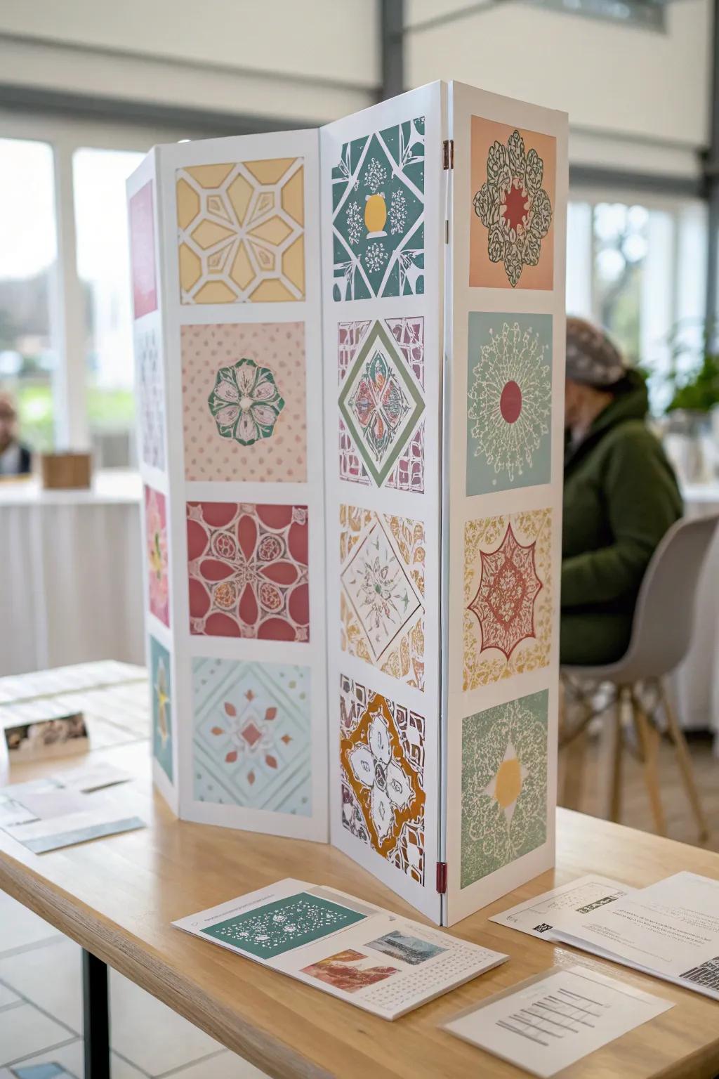 Unleash your artistic capabilities through a mosaic masterpiece on your tri-fold board!
