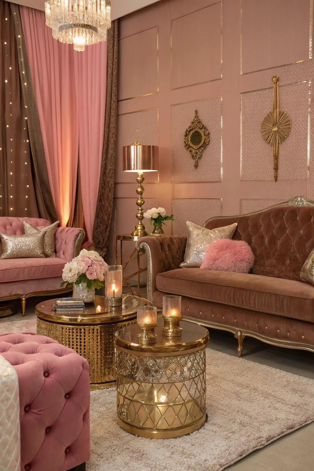 Metallic accents enhancing opulence and design.
