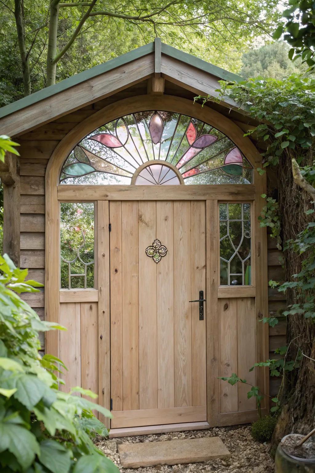 Enhance your garden room through alluring hued pane accents that frolic with light and hue.